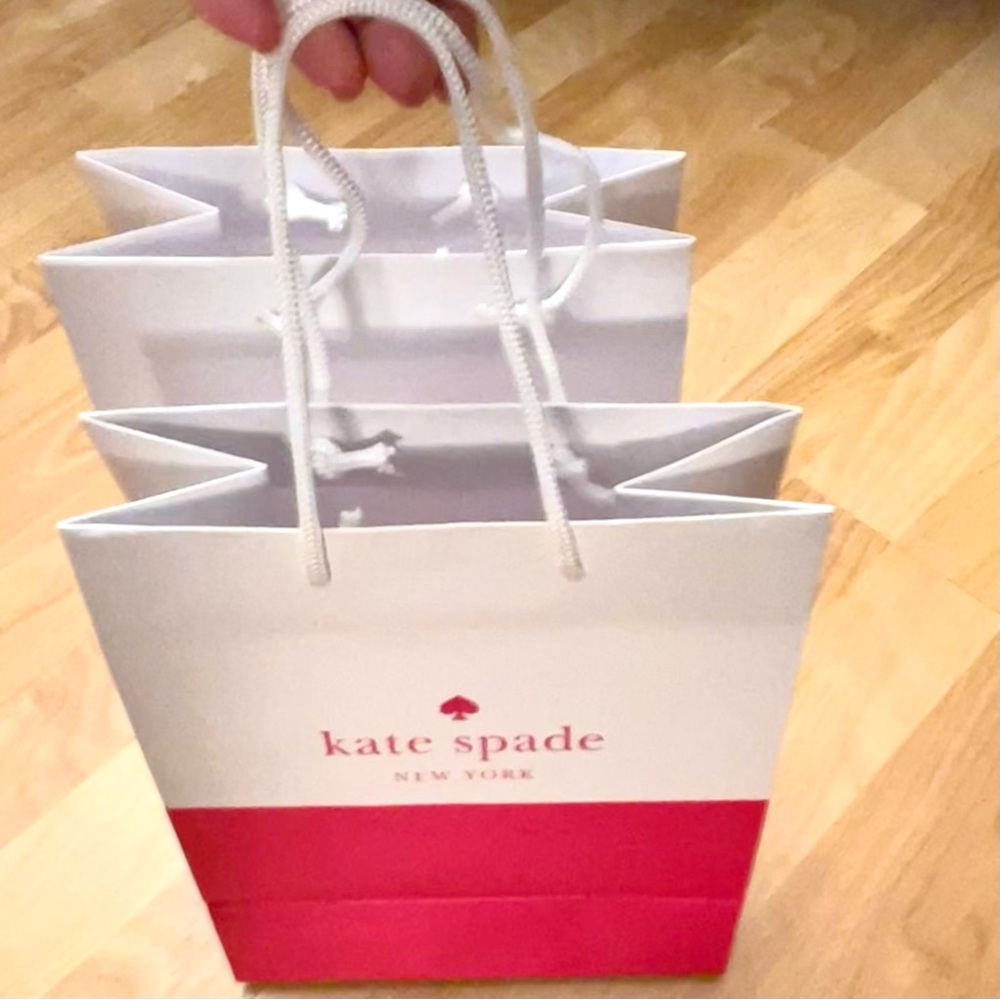 Kate Spade White and Pink Paper Tote Bags (2)